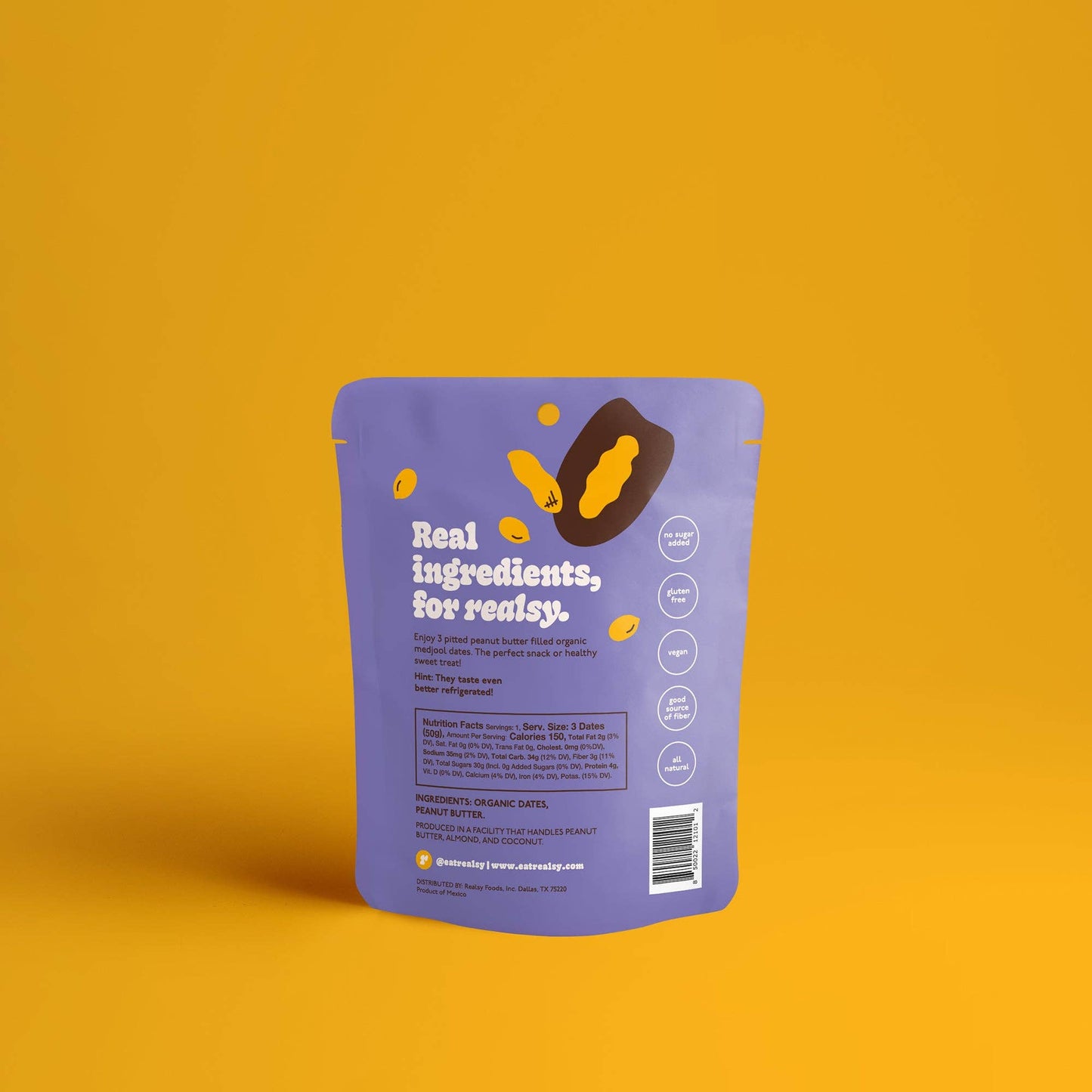 Realsy | Peanut Butter Filled Medjool Date Snack Pack